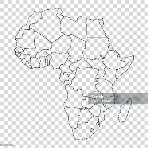 Map Of Africa With Border Of Each Country On A Transparent Background ...