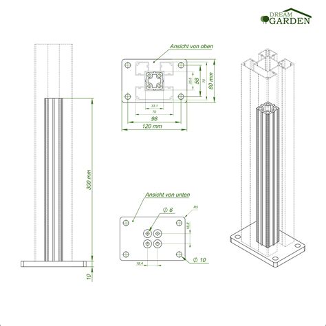 Dreamgarden Standfuß Zaun A B Aluminium Pfosten Fuß Pfostenträger