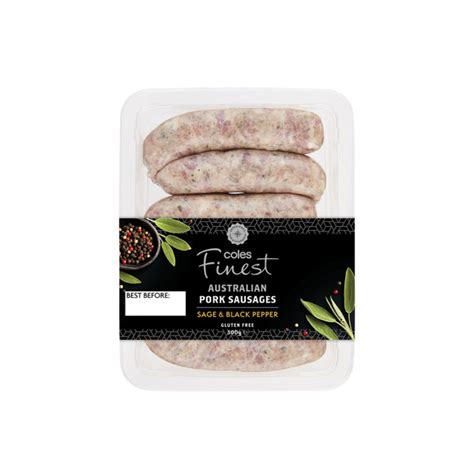 Buy Coles Finest Pork Sage And Black Pepper Sausages G Coles