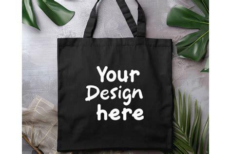 Natural Canvas Black Tote Bag Mockups Graphic By Mockupshouse · Creative Fabrica