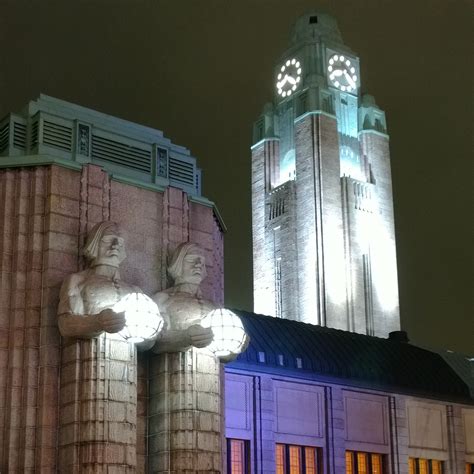 Helsinki Finland Clock Tower Of Central Station Rartdeco