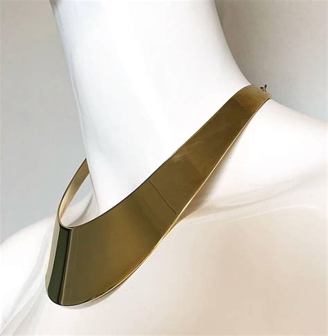 Vintage R J Graziano Gold Striking Space Age Bold S Bib Collar Choker