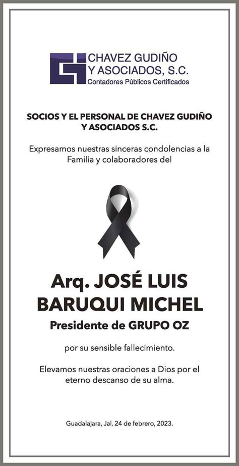 Jos Luis Baruqui Michel Obituario Esquela