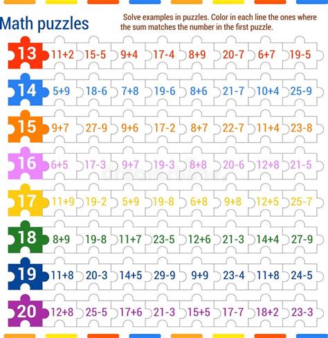 Jeu De Puzzle Math Matique R Soudre Les Exemples Dans Les Puzzles