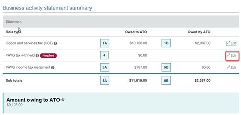 click  edit   payg tax withheld