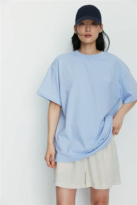 Oversized Printed T Shirt Light Blue Malibu Ladies Handm Us