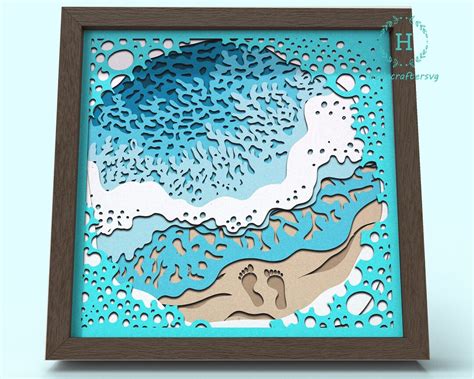 D Beach Svg Seashore Beach Shadow Box Svg Cricut Files Cardstock Svg