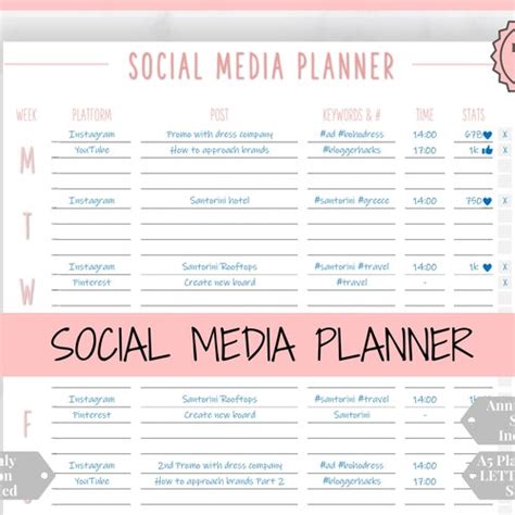 Youtube Content Strategy Planner Social Media Planner Etsy