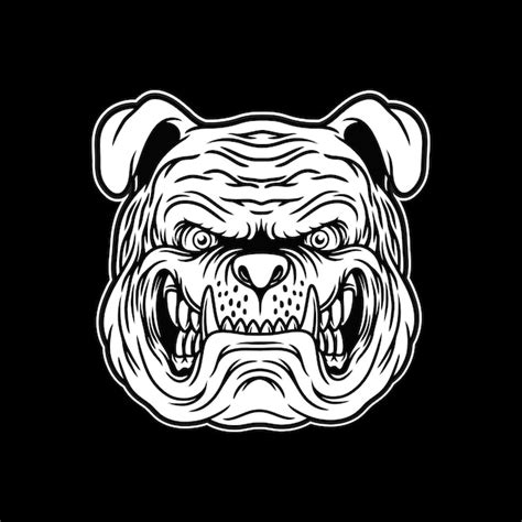 Premium Vector Bulldog Head Mascot Black And White Illustration