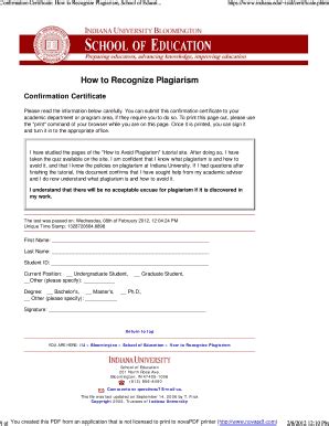 Plagiarism Certificate Online Fill And Sign Printable Template Online