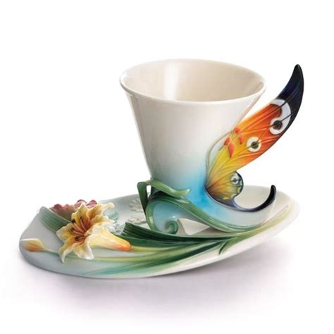 Franz Buckeye Butterfly Teacup And Saucer Tea Cups Porcelain Cup