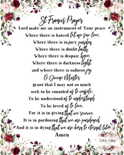 The Prayer Of St Francis Printable Version