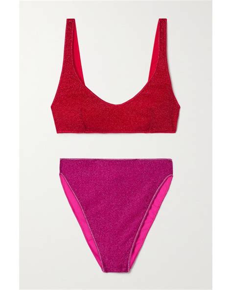 Os Ree Lumi Re S Stretch Metallic Bikini In Red Lyst