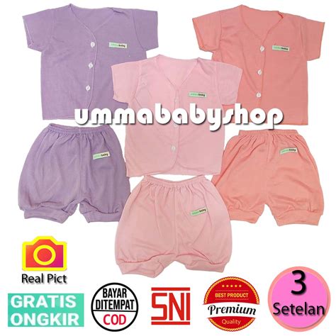 Jual Pcs Set Setelan Baju Bayi Baru Lahir Lengan Pendek Katun