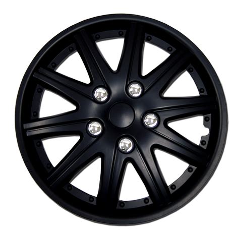 Set Of 4 Matte Black Hubcaps 15 WSC 027B15 Hub Caps Wheel Skin Cover