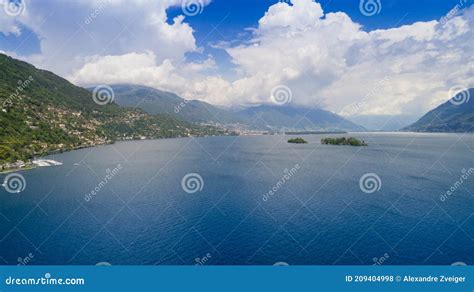 Aerial View of Lake Maggiore and the Island of Brissago Stock Photo - Image of nature, panorama ...