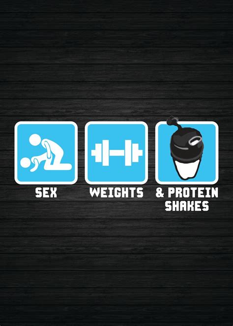 Sex Weights Protein Shakes Poster Picture Metal Print Paint By