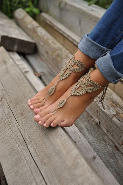 Beach Wedding White Crochet Wedding Barefoot Sandals Nude Shoes Foot