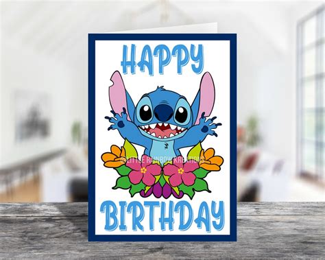 Stitch Happy Birthday Card - Etsy