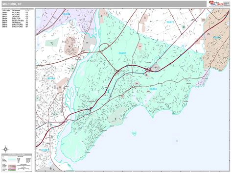 Milford Connecticut Wall Map (Premium Style) by MarketMAPS - MapSales.com