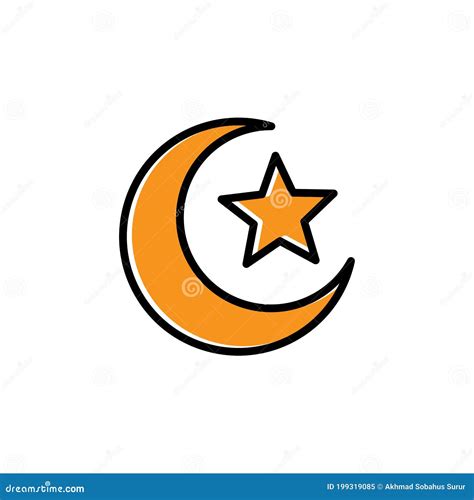 Crescent Moon And Star Flat Symbol Design Vector Stock Vector