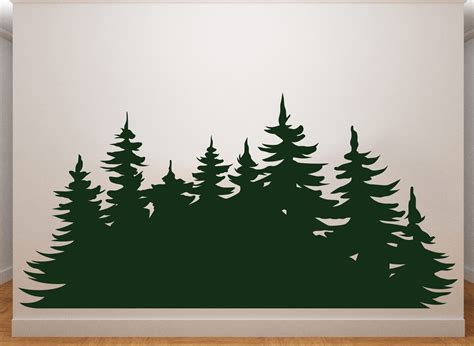 Pine Trees Wall Decal Trees Wall Decal Cristmas Tree Wall Etsy