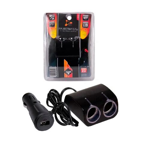 Купить Разветвитель прикуривателя 2-х гнездовой + 1 USB 12-24V NOVA ...