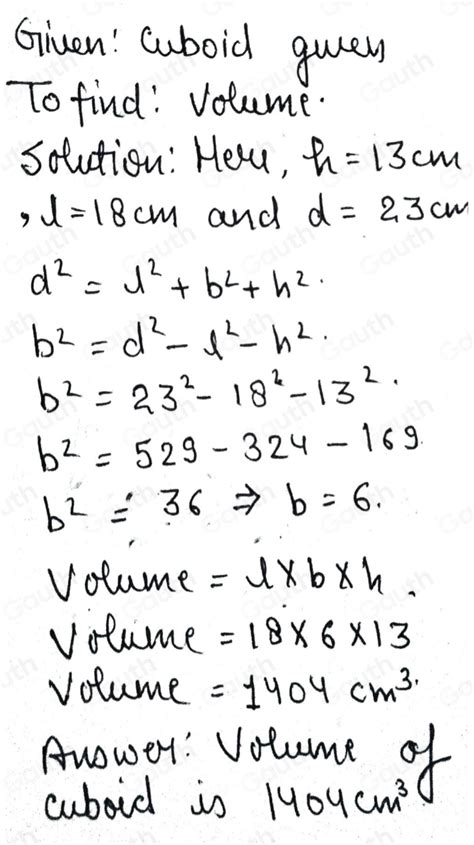 Solved Calculate The Volume Of The Cuboid Shown Below Give Your