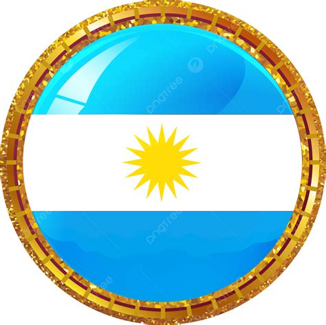 Bandera Argentina Con Marco De C Rculo Dorado Png Pin Argentino