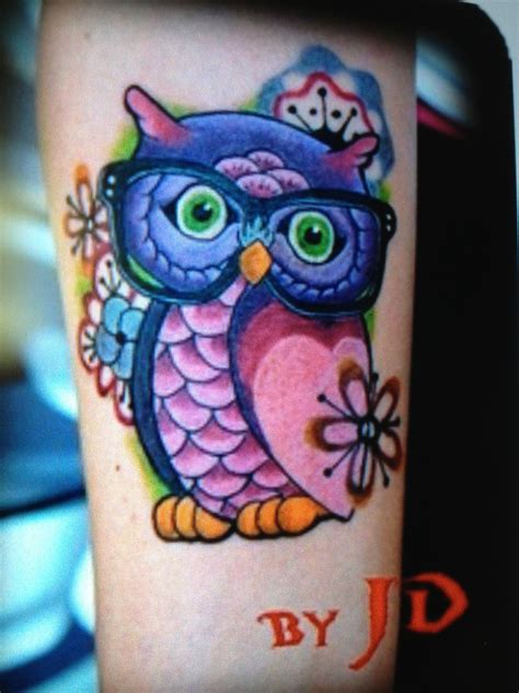 Owl Tatt Colorful Owl Tattoo Owl Tattoo Cute Owl Tattoo