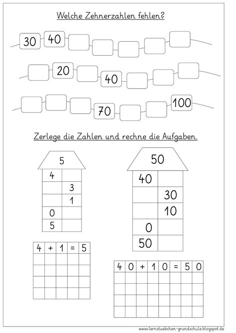 Lernstübchen rund um das Rechnen mit Zehnerzahlen