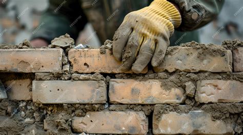 Premium Photo | Bricklayer constructing mortar wall with wood brickwork ...