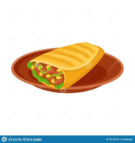 Burrito Em Uma Placa Marrom Ilustra O Do Vetor No Fundo Branco