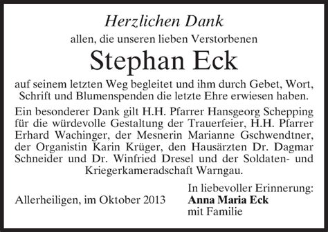 Traueranzeigen Von Stephan Eck Trauer Merkur De