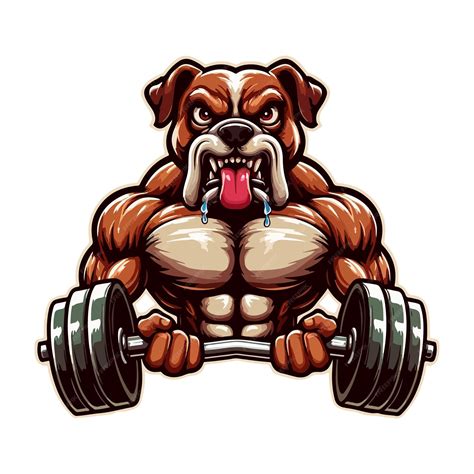 Big Muscly Angry Dog Beast Masculine Bodybuilder Vector Illustration