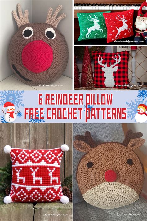 6 Reindeer Pillow Crochet Patterns Free