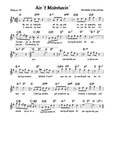 Aint Misbehavin Sheet Music For Piano Download Free In Pdf Or Midi