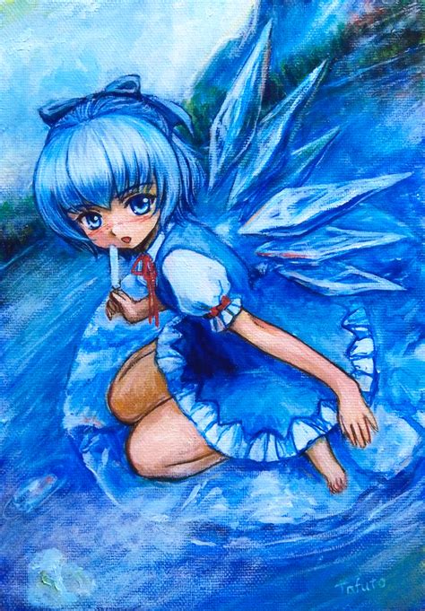 Safebooru Blue Dress Blue Eyes Blue Hair Blue Sky Blush Bow Cirno