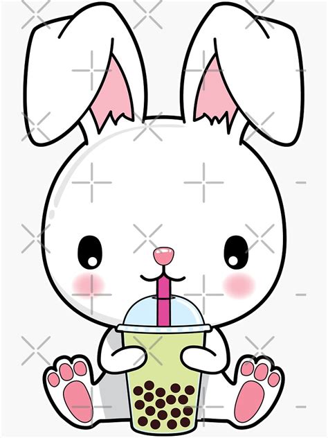 "Bunny Rabbit Drinking Boba Tea" Sticker for Sale by jmbeezee | Redbubble