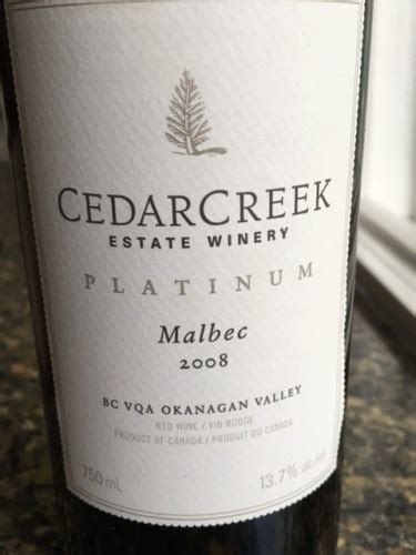 Cedar Creek Estate Winery Platinum Malbec Vivino Us