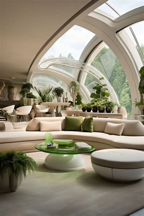 Eco Future Splendour Futuristic Living Room With A Green Soul