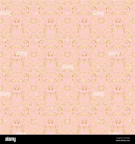 Luxury Gold Royal Seamless Pattern On Light Pink Background For