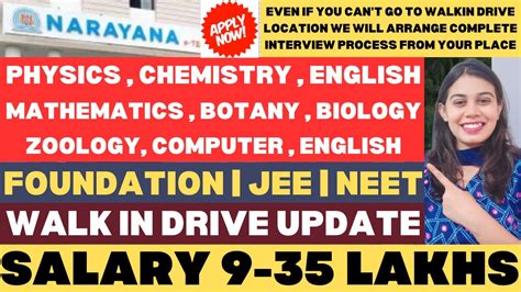 Narayana Hirings 2024 Walk In Drive Updates Foundation JEE NEET