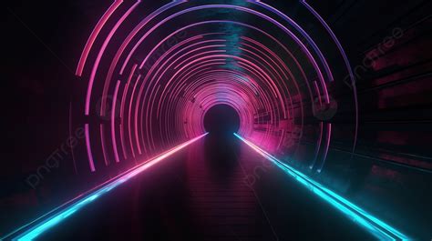 Fundo Túnel Luzes Neon E Um Túnel Colorido Fundo Ilustração 3d Do