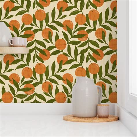 Orange grove - vintage Wallpaper | Spoonflower