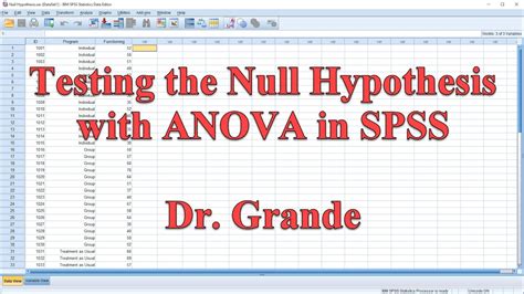 Testing The Null Hypothesis With Anova In Spss Youtube