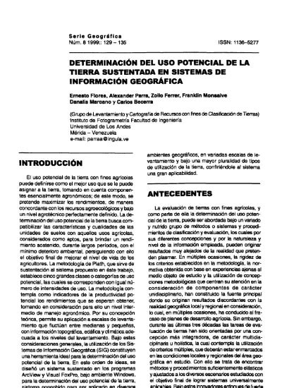 Determinaci N Del Uso Potencial De La Tierra Sustentada En Sistemas De