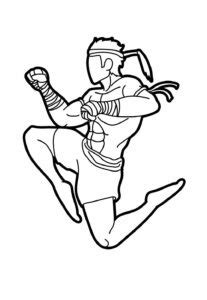Muay Thai Desenho Facil - Desenhos de Muay Thai para colorir - Bora Colorir