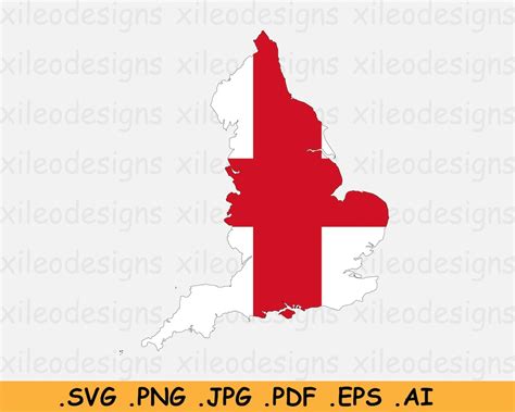 England Flag Map SVG, English Cricut Cut File, Country Nation ...