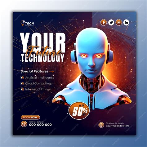 Premium PSD | Future artificial intelligence social media post square